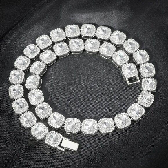 ⭐ Large 22" Long Iced Out Diamond 46 Ctw. Chain 13mm Wide 18k White Gold ⭐ - Picture 3 of 4